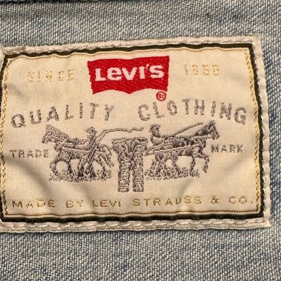 Levi's Light Blue Button Up Denim Long Sleeve Shirt Mens XL - Picture 6 of 8
